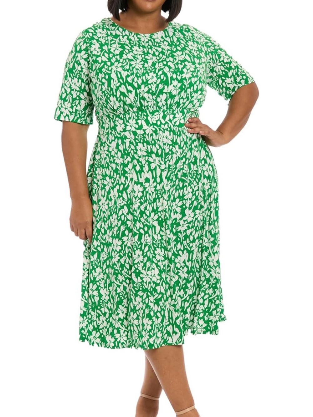 London Times Green Floral Print Midi Dress